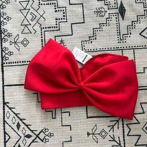 Red sweetheart tube top with bow